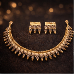 (TJ001) Elegant gold jewelry with champagne gemstones