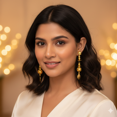 VJ047  Elegant gold dangle earrings