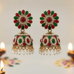 VJ016 Ornate jhumka earrings