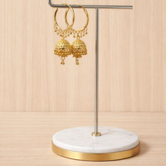 VJ044 Traditional Gold-Plated Hoop Jhumka Earrings