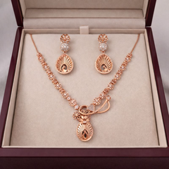 (DCN009)Elegant Rose gold jewelry with peacock design