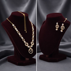 (DCN007) Imperial Sparkle Rose Gold-Plated CZ Necklace & Earring Set