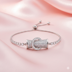(DCB003) Elegant diamond-encrusted slider bracelet