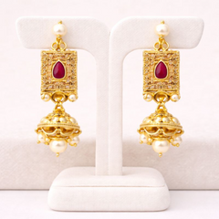 TJ007 Royal Antique Gold Kundan Pearl Bridal Necklace Set