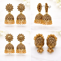 VJ022) Antique gold jhumka earrings