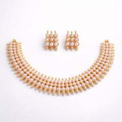 (PA002)Traditional elegance with gold and pearls NECKLECE SET
