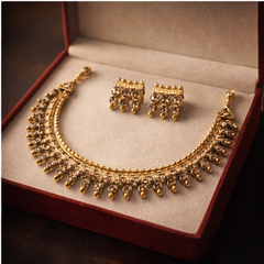 (TJ001) Elegant gold jewelry with champagne gemstones