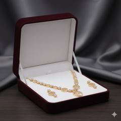 (DCN007) Imperial Sparkle Rose Gold-Plated CZ Necklace & Earring Set