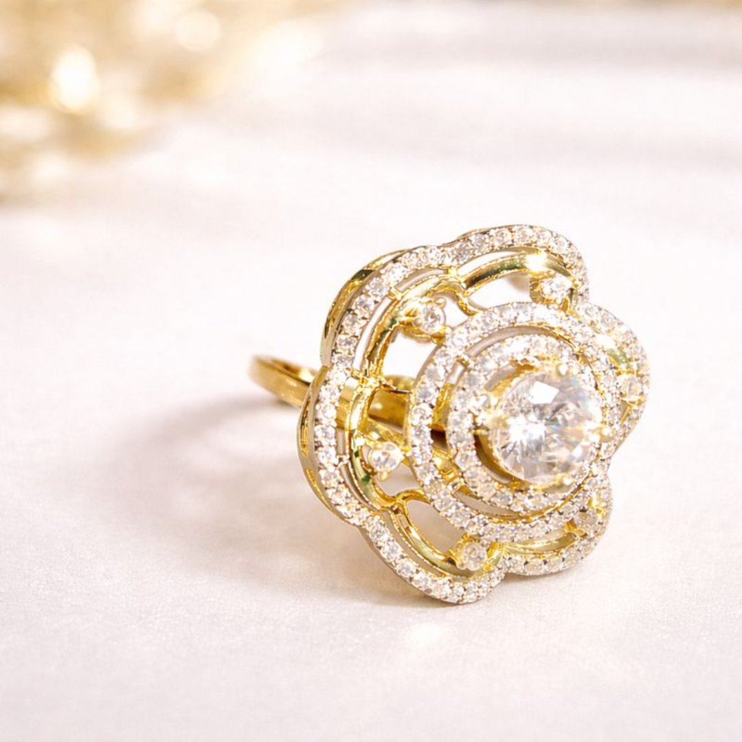 Elegant gold and diamond flower