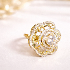 Elegant gold and diamond flower