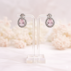 (DCE019) Elegant AD rose quartz stud earrings