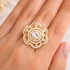 Elegant gold and diamond flower