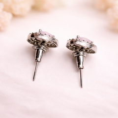 (DCE019) Elegant AD rose quartz stud earrings